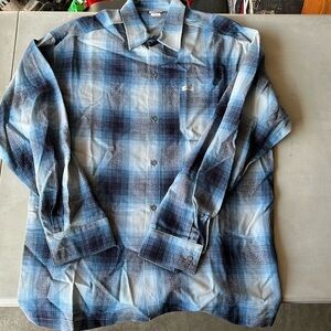 Blue Flannel Button Down Short